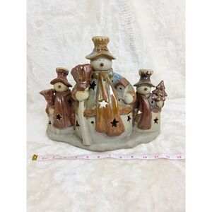 Kirklands Potters Garden Saint Nicholas Series Snowmen Tealight candle holder